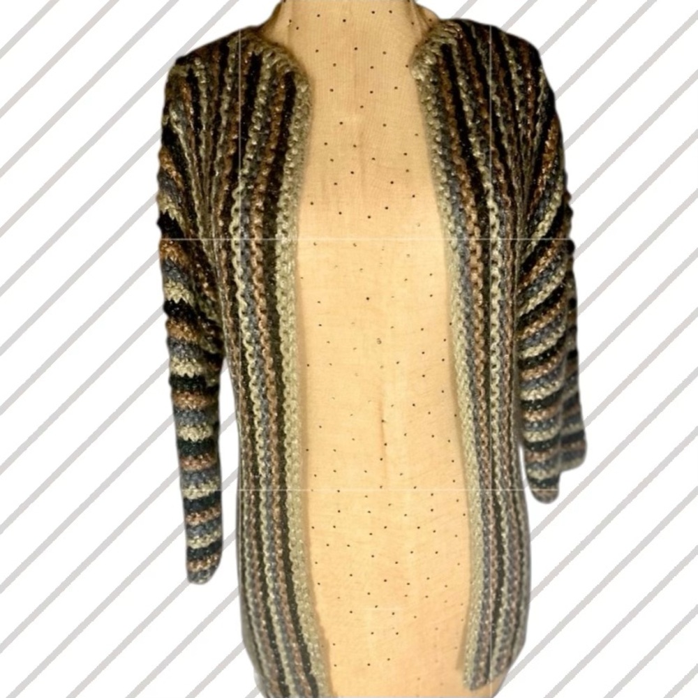 Kristina Ti Alpaca Chunky Knit Striped Cardigan Sweater - MSRP $795 - Size M